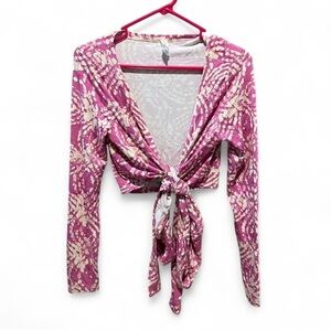 Daily Practice by Anthropologie Wrap Crop Top – Pink & Beige – Size Small